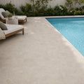 Qdi Light Travertine Paver 6x6 Tumbled 1.25 inch — Backyard pool deck
