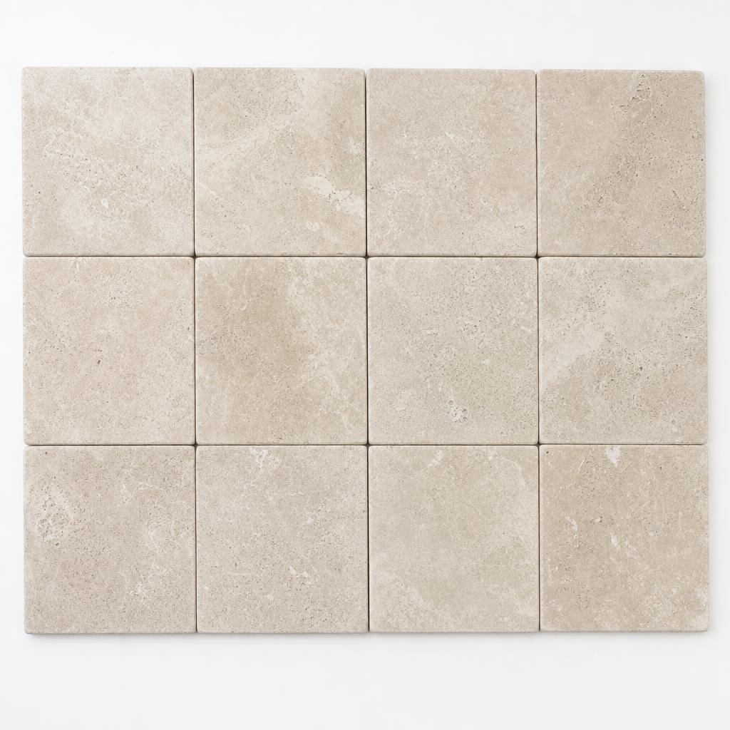 QDI Travertine Paver Light 6x6 Tumbled 1.25 inch — Solidshape