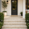 Qdi Light Travertine Paver 6x6 Tumbled 1.25 inch — Front Yard front porch