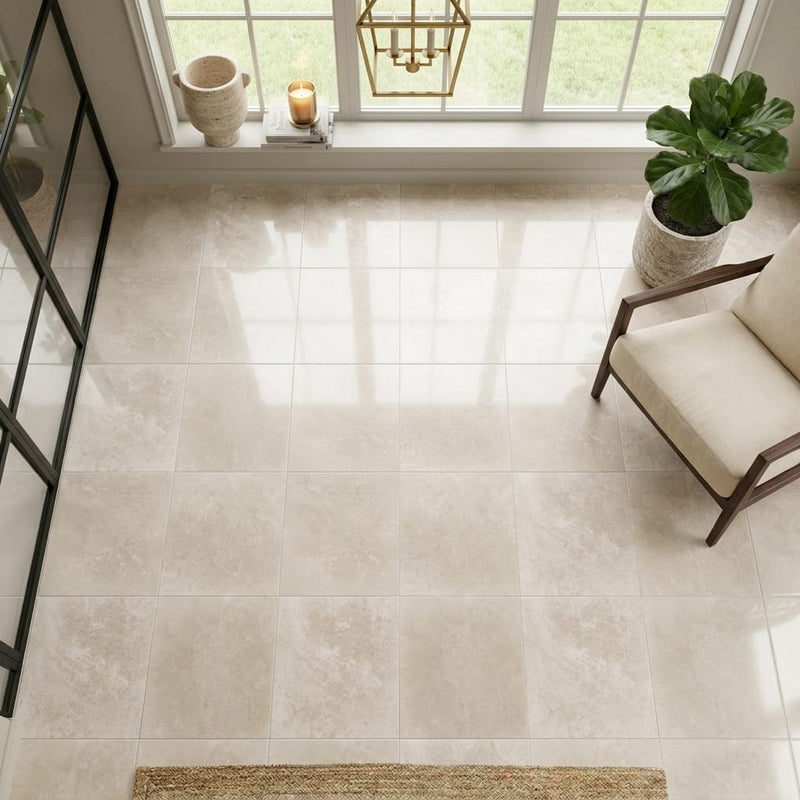 Qdi Light Travertine Tile 12x12 Filled, Honed — Sunroom floor