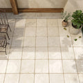 Qdi Light Travertine Tile 16x16 Tumbled — Covered Patio floor