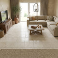 Qdi Light Travertine Tile 16x16 Tumbled — Family Room floor