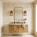 Qdi Light Travertine Tile 16x24 Tumbled — Bathroom vanity wall