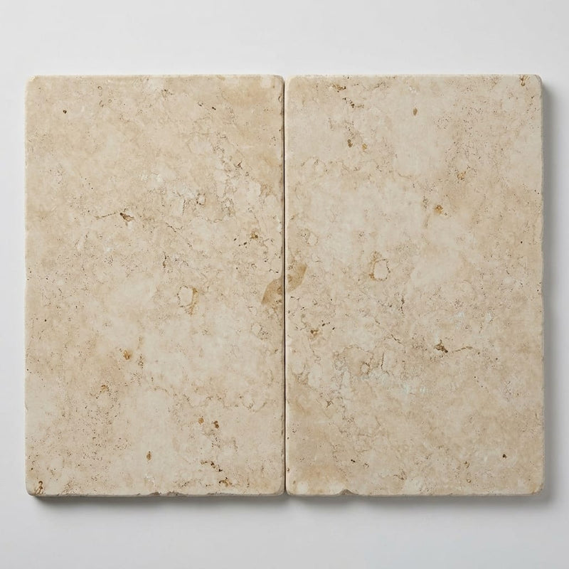Qdi Light Travertine Tile 16x24 Tumbled close-up
