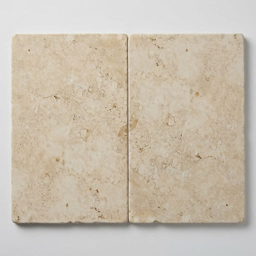 Qdi Light Travertine Tile 16x24 Tumbled close-up