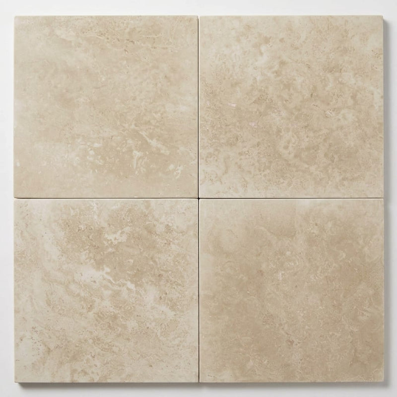 Qdi Light Travertine Tile 18x18 Filled, Honed close-up