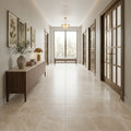 Qdi Light Travertine Tile 18x18 Filled, Honed — Hallway floor