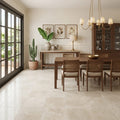 Qdi Light Travertine Tile 18x18 Filled, Honed — Living Room floor