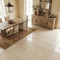 Qdi Light Travertine Tile 18x18 Tumbled — Dining Room floor