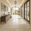 Qdi Light Travertine Tile 18x18 Tumbled — Hallway floor