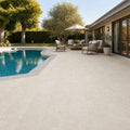 QDI Pearl 12x24 Sandblasted Marble Paver — Backyard pool deck