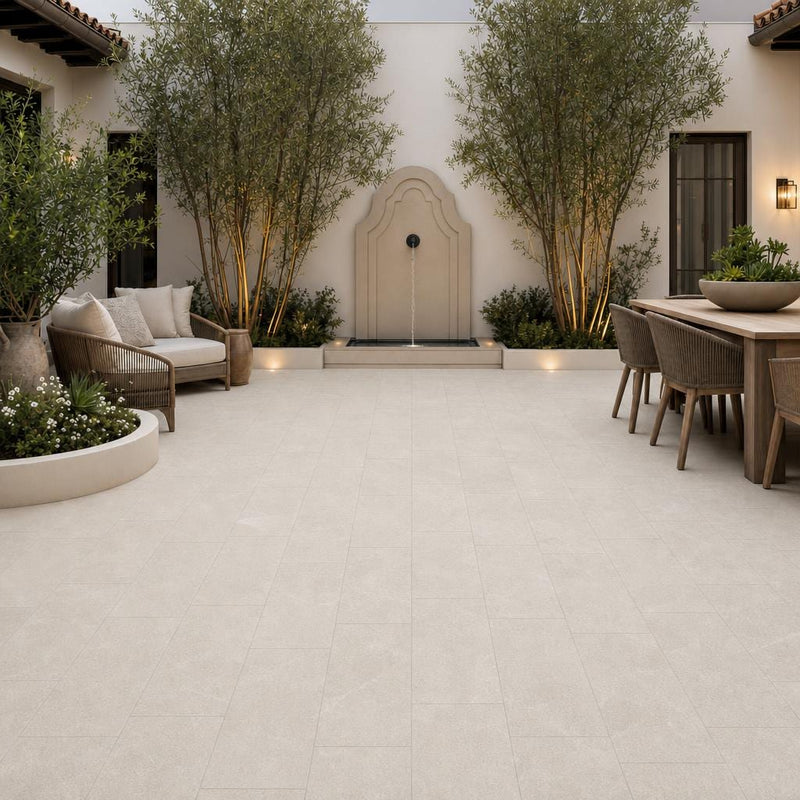 QDI Pearl 12x24 Sandblasted Marble Paver — Courtyard paving