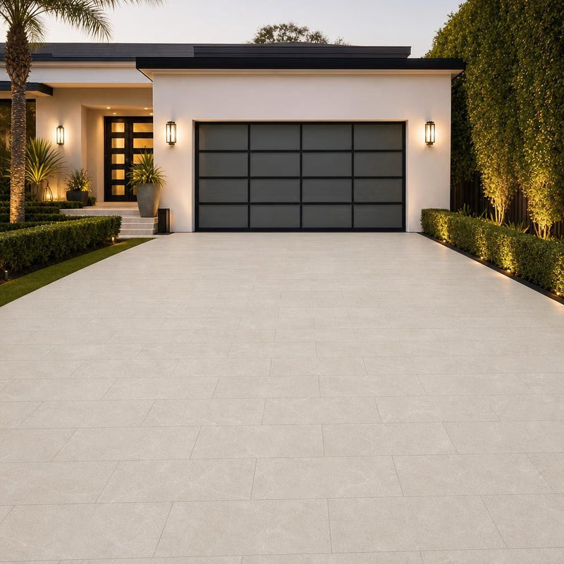 QDI Pearl 12x24 Sandblasted Marble Paver — Front Yard driveway