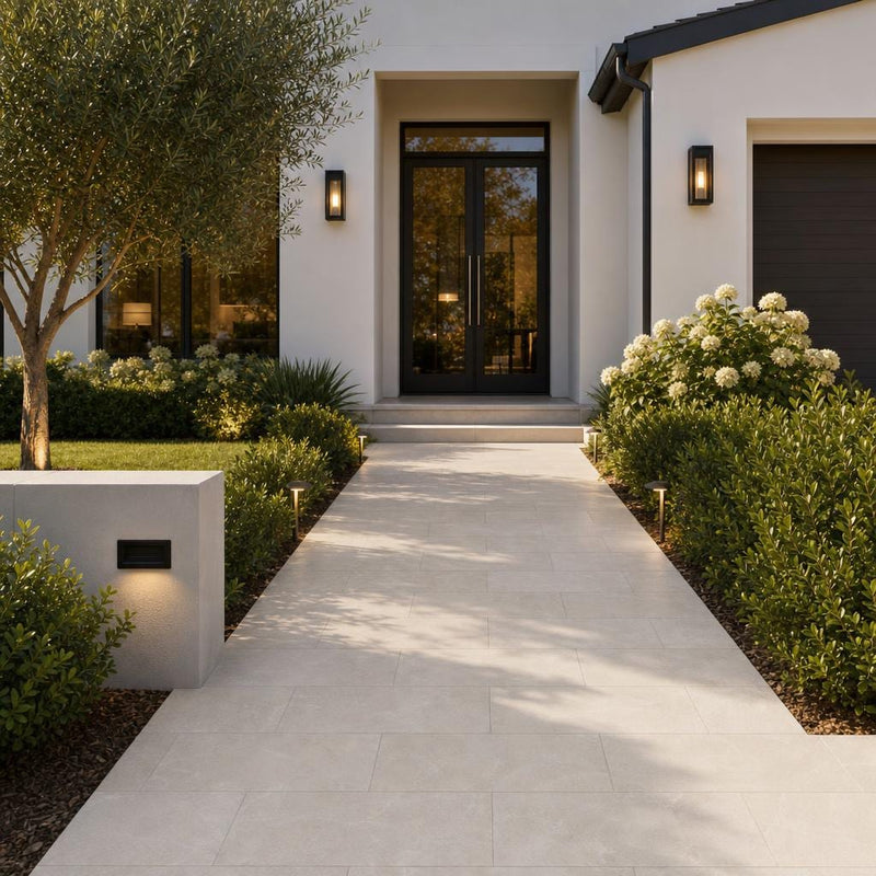 QDI Pearl 12x24 Tumbled Marble Paver — Front Yard walkway