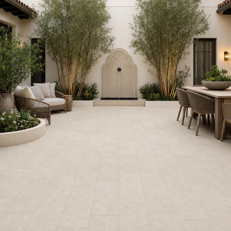 QDI Pearl 12x24x2 Tumbled Marble Paver — Courtyard paving