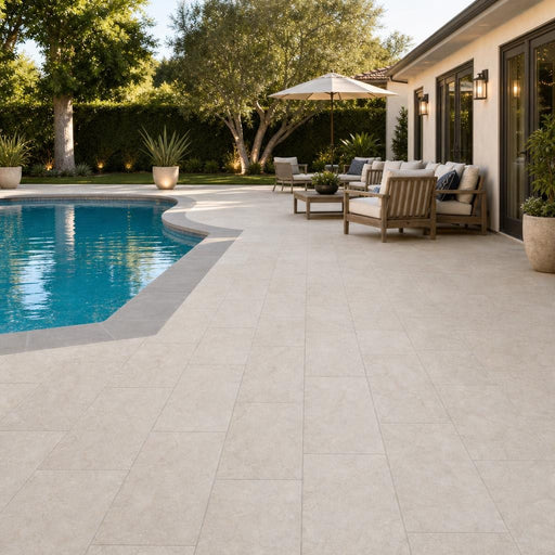 Qdi Pearl Marble Paver 16x24 Tumbled 1.25 inch — Backyard pool deck