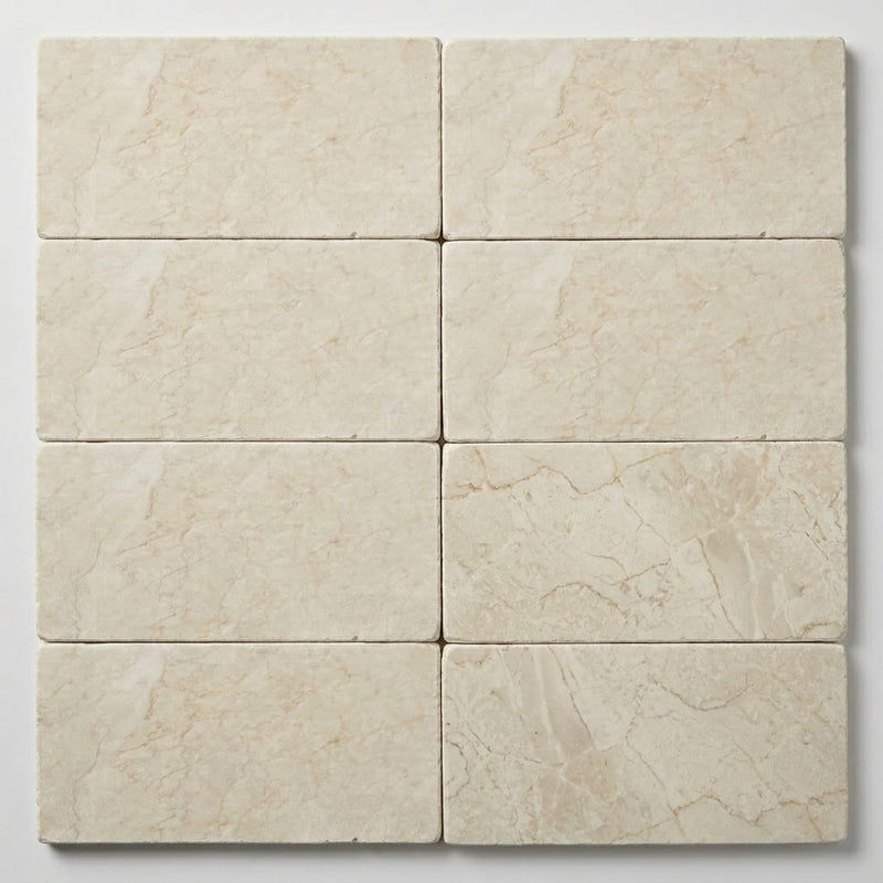Qdi Pearl Marble Paver 6x12 Tumbled 1.25 inch close-up