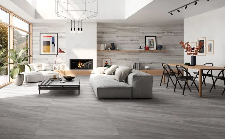Grey 24x48 Quartzite Look Porcelain Tile
