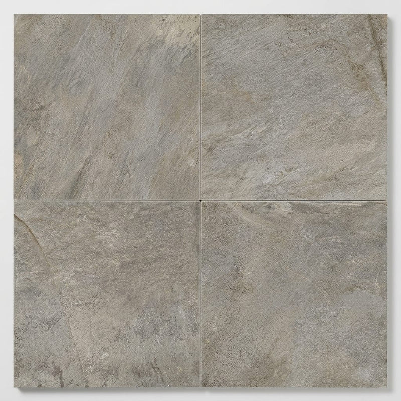 Quartzite Warm Grey Porcelain Rough & Straight Edge 24 x 24 x 3/4 Paver 24x24 close-up