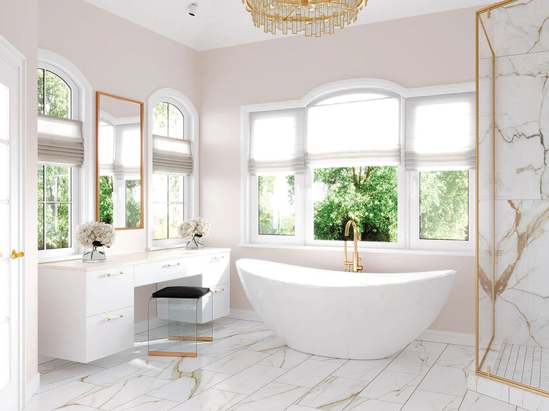 Regallo Calacatta Marbella 24x48 Polished Porcelain Marble Look Floor Tile