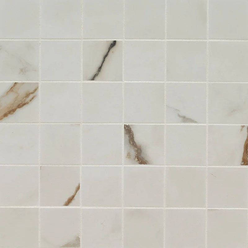 Regallo Calacatta Marbella 2x2 Matte Porcelain Marble Look Mosaic Tile