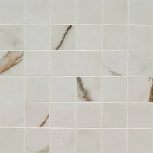 Regallo Calacatta Marbella 2x2 Matte Porcelain Marble Look Mosaic Tile