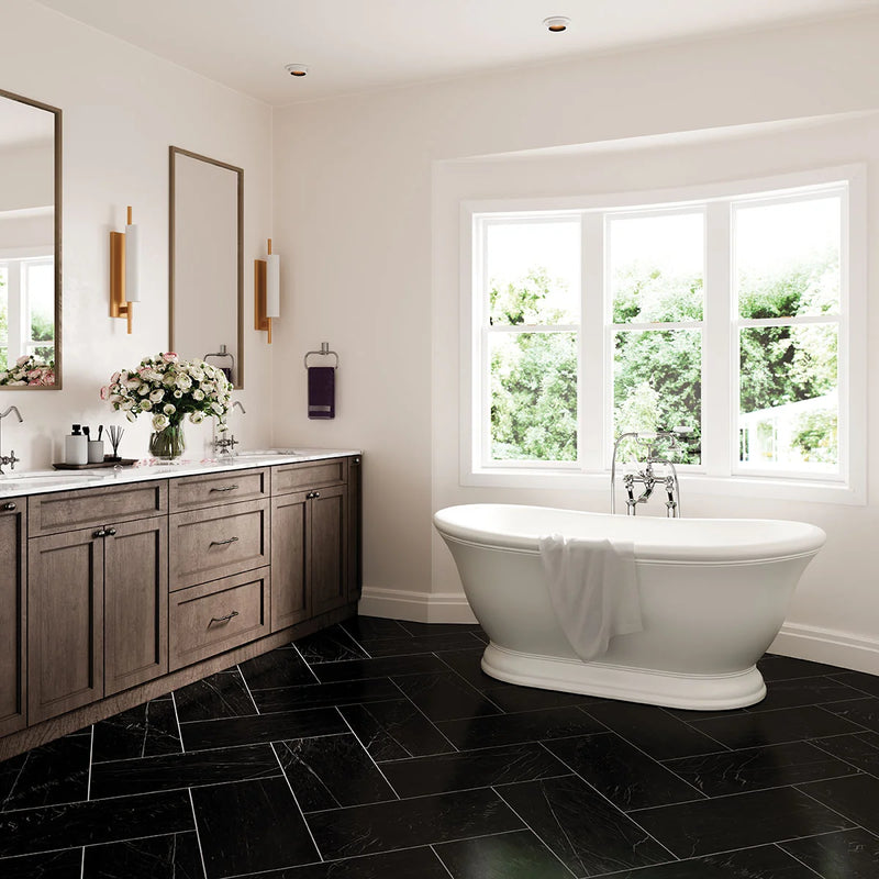 Regallo Marquina Noir 24x48 Matte Porcelain Marble Look Floor Tile