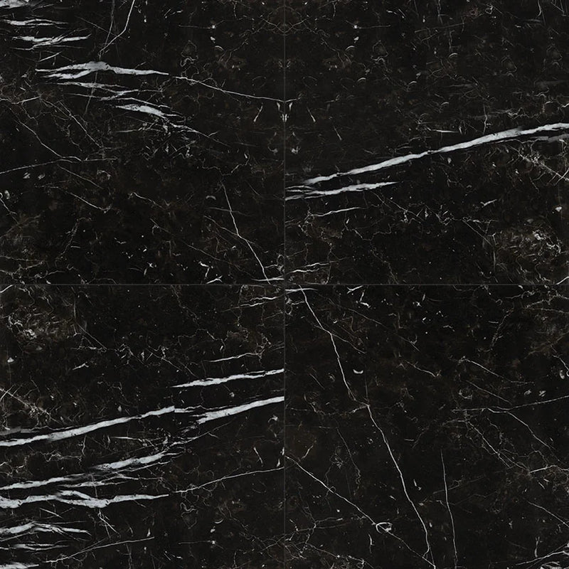 Regallo Marquina Noir 24x24 Polished Porcelain Marble Look Floor Tile