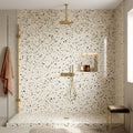 Regium 24x24 Polished Stone Agglomerate Marble Tile — Bathroom shower wall