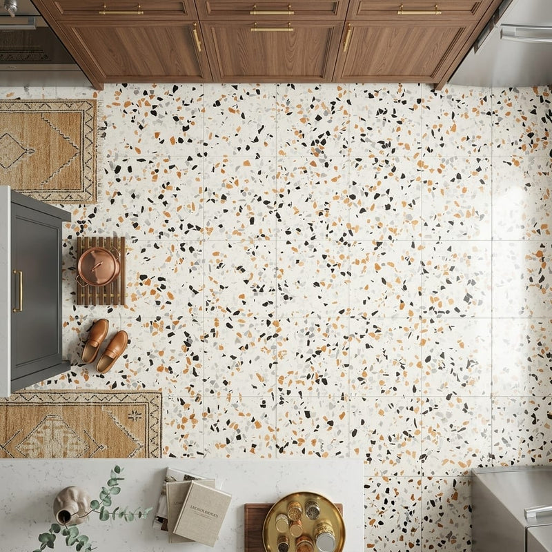 Regium 24x24 Polished Stone Agglomerate Marble Tile — Kitchen floor