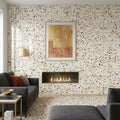 Regium 24x24 Polished Stone Agglomerate Marble Tile — Living Room feature wall