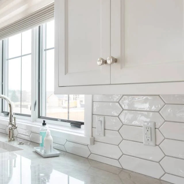 Reine White 12x3 Picket Gloss Ceramic Tile