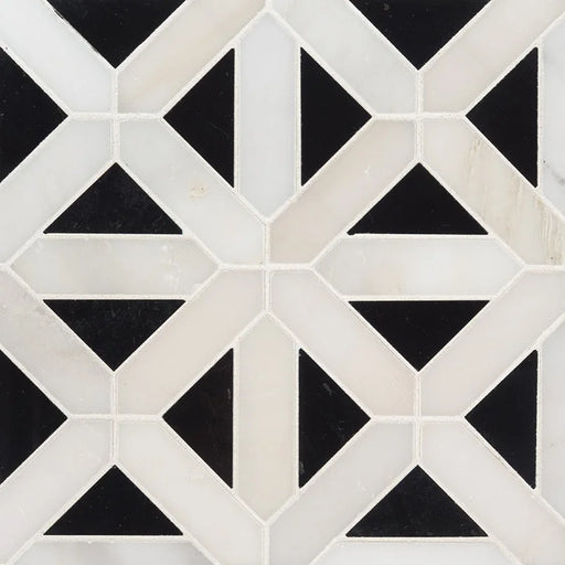 Retro Fretwork Pattern 0.38 Inch Marble Mosaic Tile