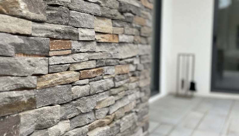 Close-up of Grey (Large Format) Rock Rock Face 8 x 18 Mesh Back Ledger Panel, in Grey (Large Format) tones.