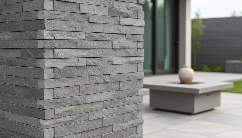Close-up of Navy Grey (2-PC Dog Ear Corner) Rock Rock Face 8 x 16 Mesh Back Ledger Panel, in Navy Grey (2-PC Dog Ear Corner) tones.