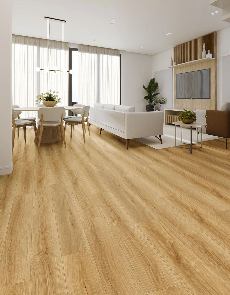 Rhodes Moroccan Tan 9-1/4x60 EIR Bevel Matte AC5 Waterproof Laminate Flooring