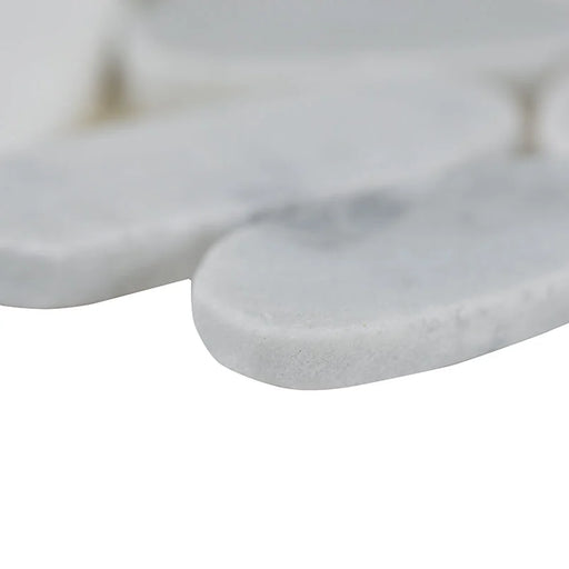 Rio Lago Sliced Carrara White Pebble Misc. Tumbled Marble Mosaic Tile