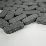 Rio Lago Sliced Coal Pebbles Mesh Backed Pattern Tumbled Marble Mosaic Tile