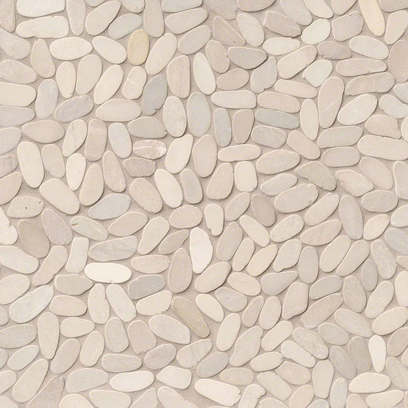 Rio Lago Sliced Earth Pebbles Mesh Backed Pattern Tumbled Marble Mosaic Tile