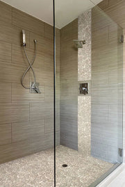 Rio Lago Sliced Earth Pebbles Mesh Backed Pattern Tumbled Marble Mosaic Tile