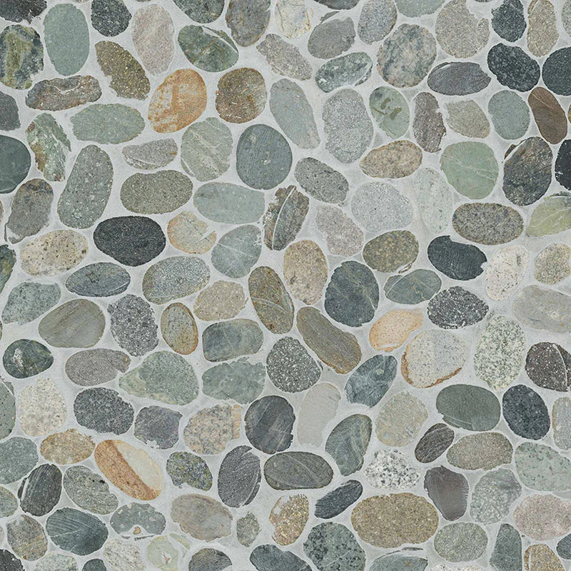 Rio Lago Sliced Rainforest Pebble Misc. Tumbled Marble Mosaic Tile
