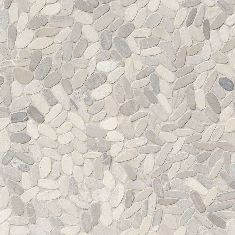 Rio Lago Sliced Truffle Pebbles Mesh Backed Pattern Tumbled Marble Mosaic Tile