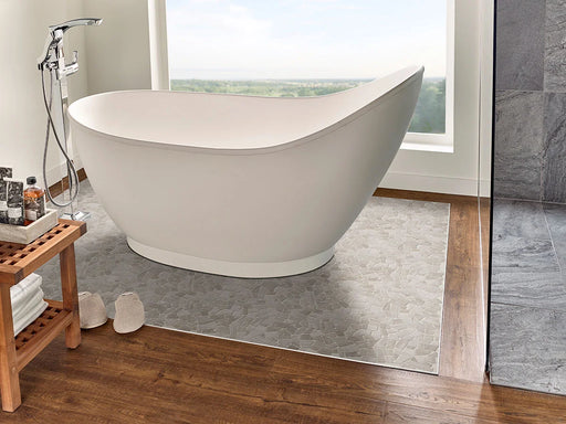 Rio Lago White Oak Pebbles Mesh Backed Pattern Tumbled Marble Mosaic Tile