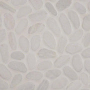 Rio Lago White Pebbles Mesh Backed Pattern Tumbled Marble Mosaic Tile