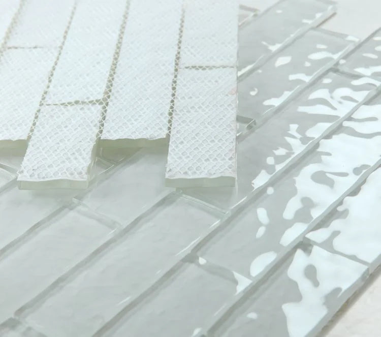 Ripple Clear Grey 11.75x11.75 Glass Mosaic