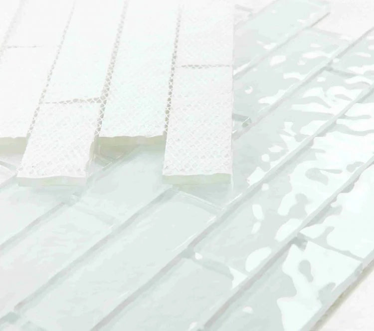 Ripple White 11.75x11.75 Square Glossy Mosaic Tile