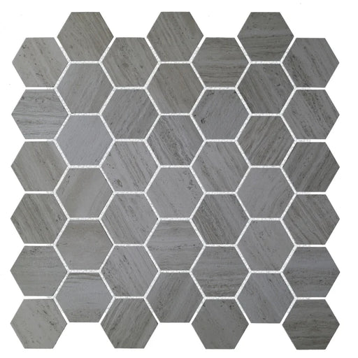 River Grey 2x2 Hexagon Porcelain Mosaic
