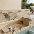 Riviera 12x24 Tumbled Travertine Single Bullnose Pool Coping — Spa spa overhang edge