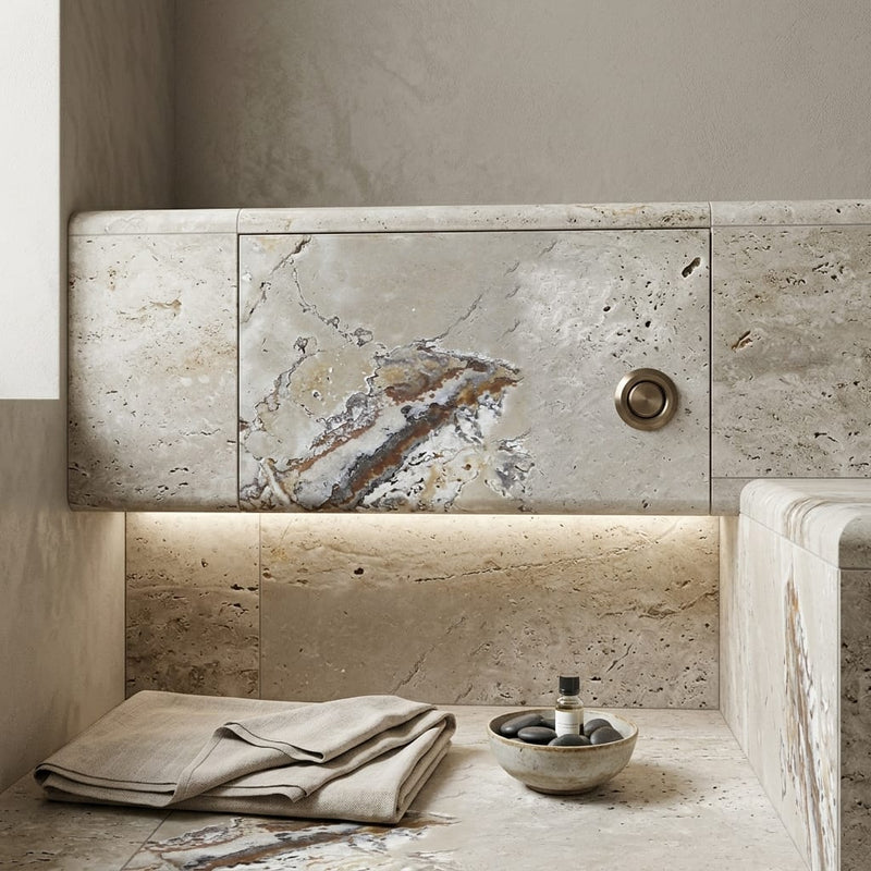 Riviera 12x24x2 Unfilled & Honed Travertine Single Bullnose Pool Coping — Spa spa overhang edge