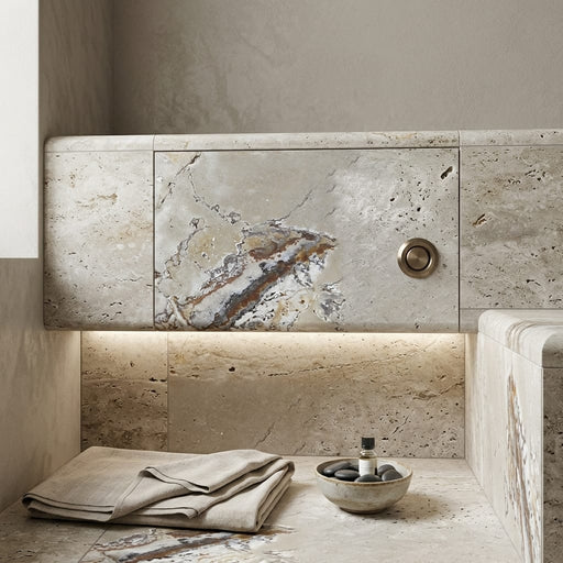 Riviera 12x24x2 Unfilled & Honed Travertine Single Bullnose Pool Coping — Spa spa overhang edge